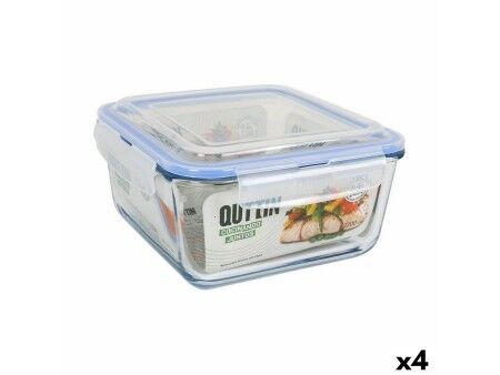 Hermetyczne pudełko na lunch Quttin   Kwadratowy 2,2 L (4 Sztuk)