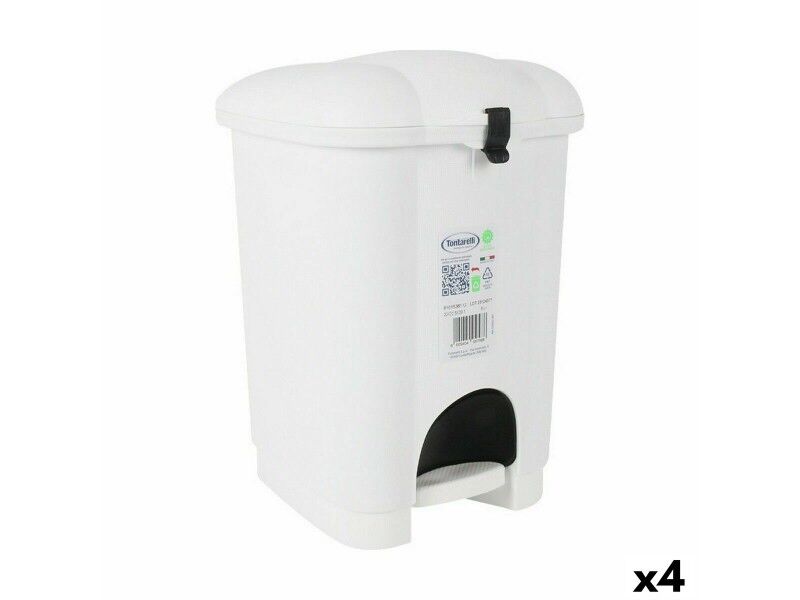 Kosz na Śmierci z Pedałem Tontarelli Carolina 6 L Biały 20 x 22,5 x 29,7 cm (4 Sztuk)