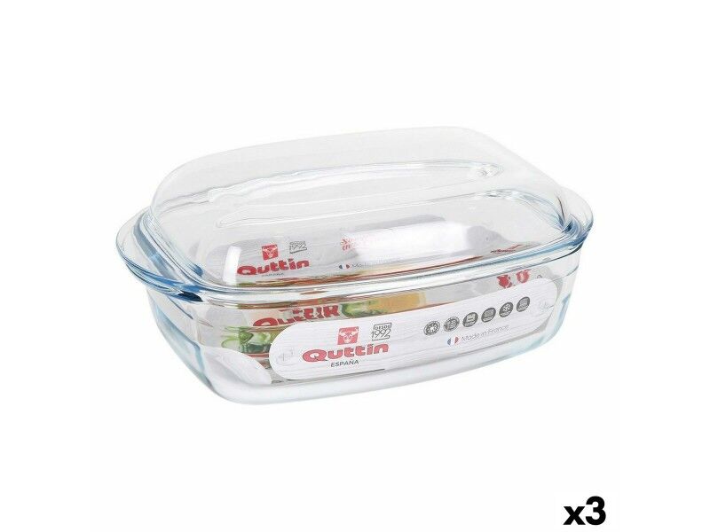 Garnek z Pokrywką Quttin 63096 Szkło 32,8 x 19,7 x 13 cm (3L + 1,5L)