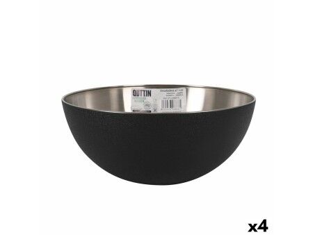 Miska do Sałatki Quttin   Czarny Srebrzysty 29 x 12 cm Stal (4 Sztuk)