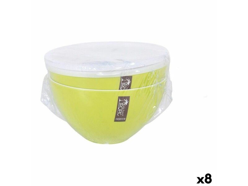 Miska do Sałatki Kitchen Tropic   Kolor Zielony Z pokrywką 2 Części (8 Sztuk)