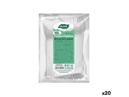 Zestaw Łyżek Algon Wielokrotnego użytku Biały 20 Sztuk 16,5 cm