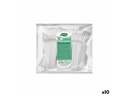 Zestaw Łyżek Algon Wielokrotnego użytku Biały 10 Sztuk 16,6 cm