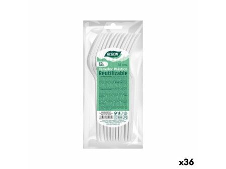 Zestaw widelców Algon Wielokrotnego użytku Biały 36 Sztuk 18 cm