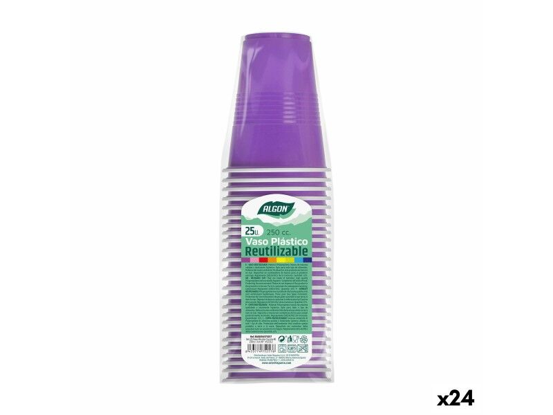 Zestaw szklanek wielokrotnego użytku Algon Fuksja 24 Sztuk 250 ml (25 Części)
