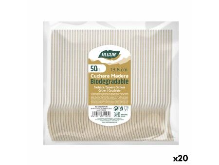 Zestaw Łyżek Algon Deser Drewno 20 Sztuk 14 x 3 x 0,2 cm