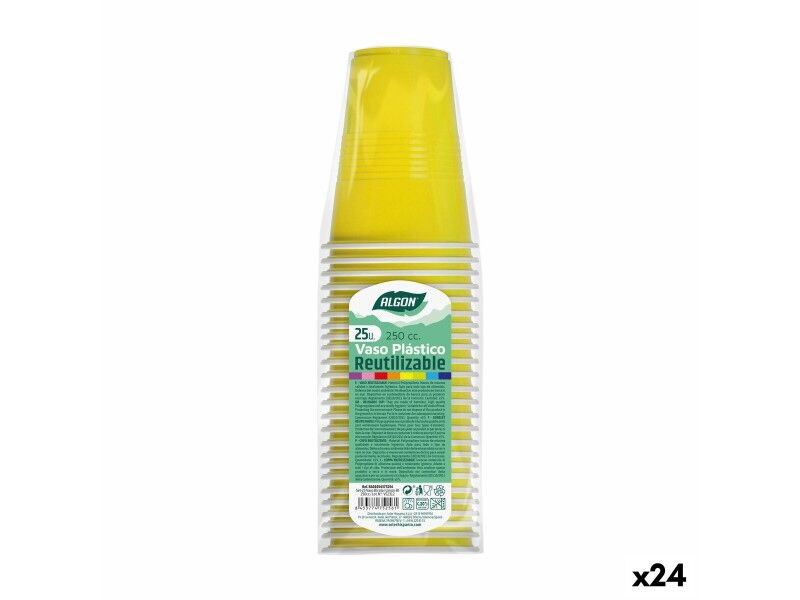 Zestaw szklanek wielokrotnego użytku Algon Żółty 24 Sztuk 250 ml (25 Części)