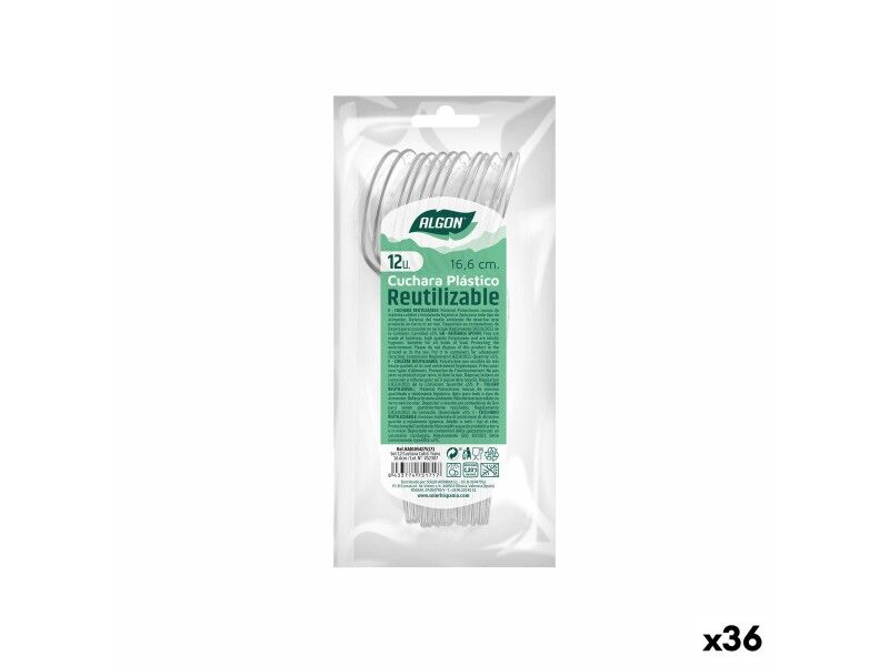 Zestaw Łyżek Algon Wielokrotnego użytku Przezroczysty 36 Sztuk 16,6 cm