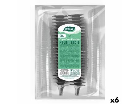 Kieliszki do szampana wielokrotnego użytku Algon Czarny 6 Sztuk 150 ml (50 Części)