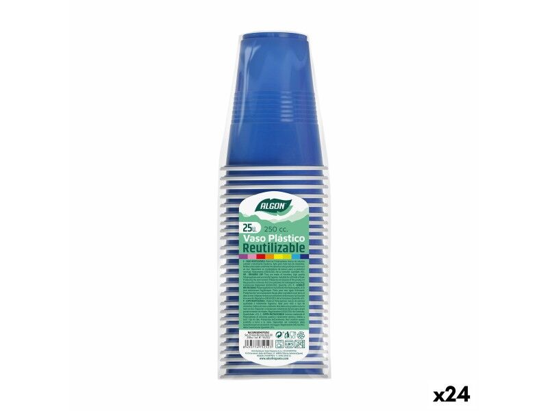 Zestaw szklanek wielokrotnego użytku Algon Niebieski 24 Sztuk 250 ml (25 Części)