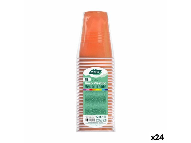 Zestaw szklanek wielokrotnego użytku Algon Pomarańczowy 24 Sztuk 250 ml (25 Części)