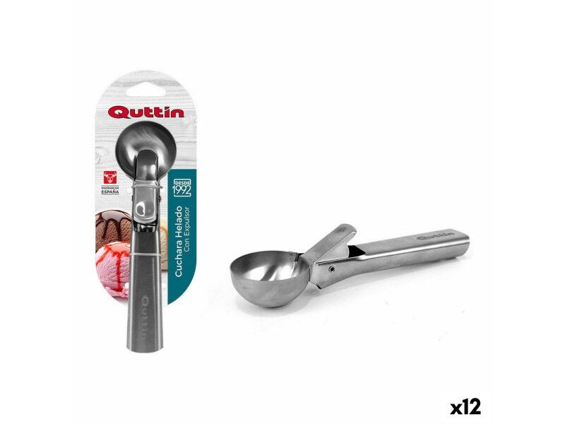 Łyżka do lodów Quttin 62955 Stal nierdzewna Srebrzysty 18 x 5 x 4 cm (12 Sztuk)