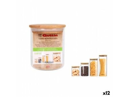 Łódź Quttin Szkło borokrzemowe Bambus Silikon 500 ml 9,5 x 9,5 x 11,5 cm (12 Sztuk) (9,5 x 11 cm)