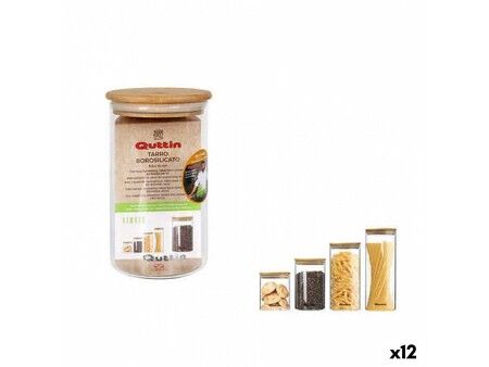 Łódź Quttin Szkło borokrzemowe Bambus Silikon 850 ml 10,2 x 16,8 cm (12 Sztuk) (9,5 x 16 cm)