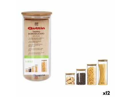 Soik Quttin Bamboo Szkło borokrzemowe Silikon 1,25 L 10,2 x 22,8 cm (12 Sztuk) (9,5 x 21 cm)