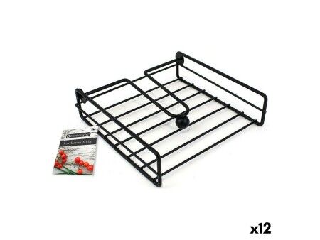 uchwyt do serwetek Confortime Czarny Metal 19 x 19 x 5 cm (12 Sztuk)