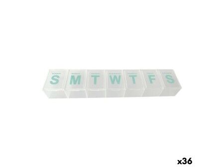 Opakowanie na leki z oznaczeniami dni tygodnia 22,8 x 4,8 x 2,5 cm  (36 Sztuk)