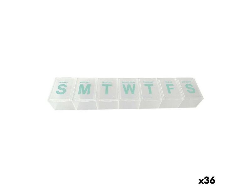 Opakowanie na leki z oznaczeniami dni tygodnia 22,8 x 4,8 x 2,5 cm  (36 Sztuk)