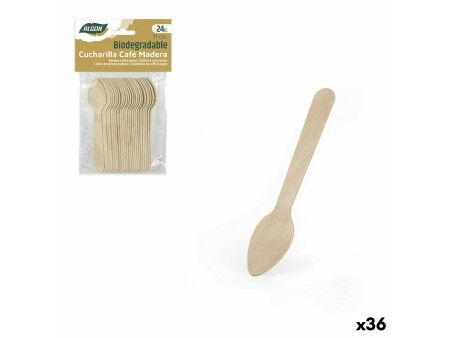Zestaw Łyżek Algon Kawa Drewno 24 Części 11 cm (36 Sztuk)