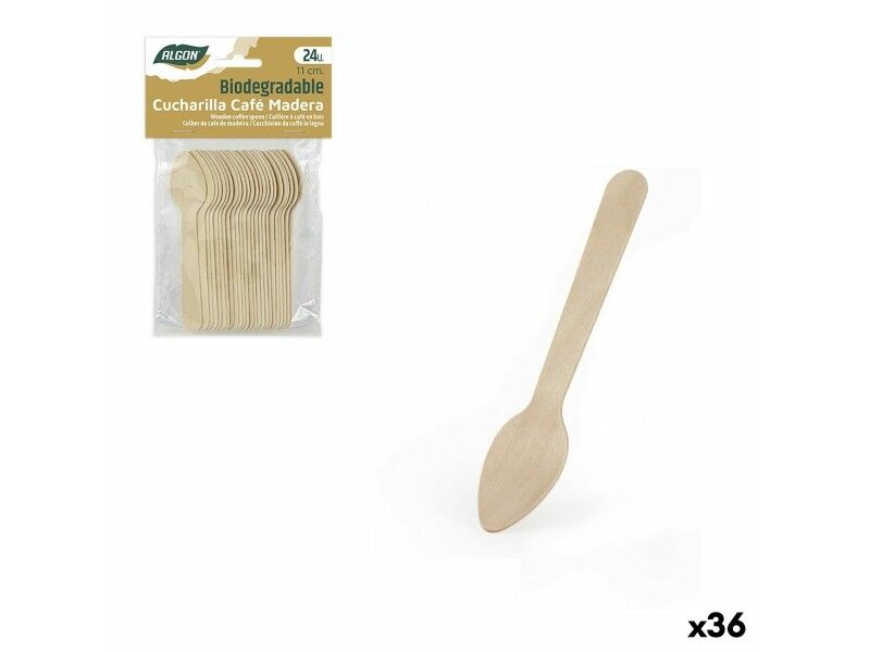 Zestaw Łyżek Algon Kawa Drewno 24 Części 11 cm (36 Sztuk)