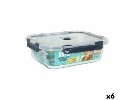Hermetyczne pudełko na lunch Quttin   Prostokątny 1,5 L 23 x 17,8 x 7,6 cm (6 Sztuk)