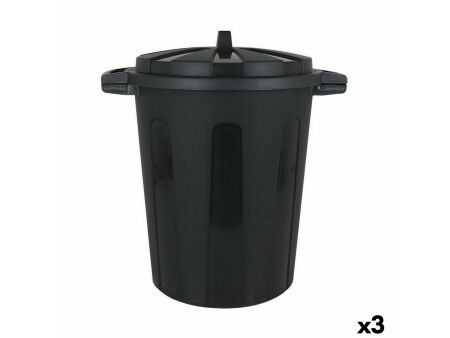 Kosz na Śmieci Dem 100 L Czarny 64 x 54 x 68 cm (3 Sztuk)