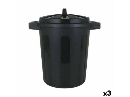 Kosz na Śmieci Dem 50 L Czarny 55 x 41 x 54 cm (3 Sztuk)