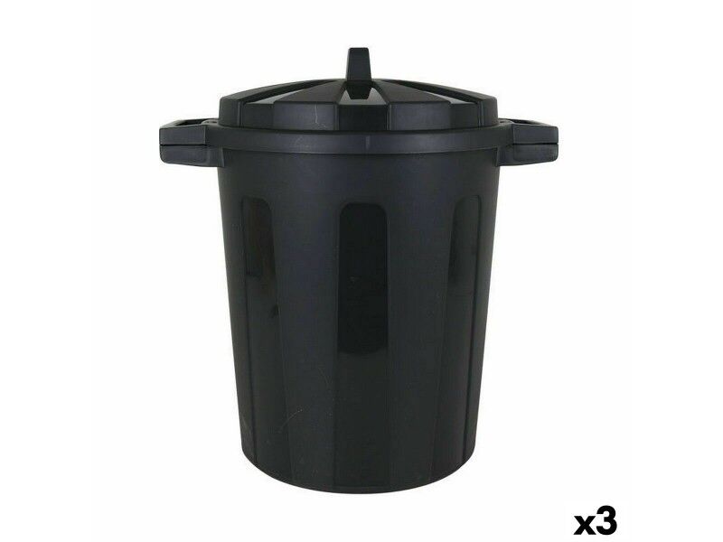 Kosz na Śmieci Dem 50 L Czarny 55 x 41 x 54 cm (3 Sztuk)