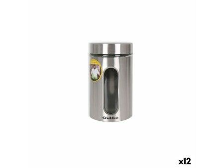 Soik Quttin Przezroczysty Srebrzysty Szkło Stal 1 L 10 x 10 x 17,5 cm (12 Sztuk)