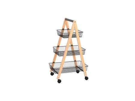 Miska na Owoce Home ESPRIT Czarny Naturalny Stal Sosna 48 x 32 x 79 cm