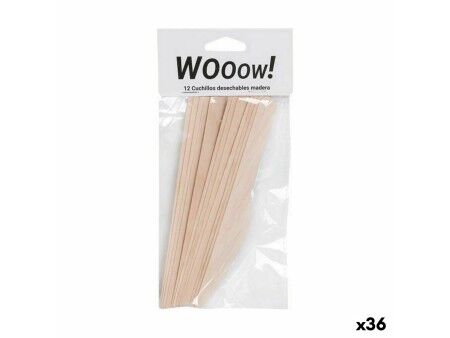 Zestaw noży Jednorazowe Drewno 12 Części 16,5 x 2,2 x 1,8 cm (36 Sztuk)