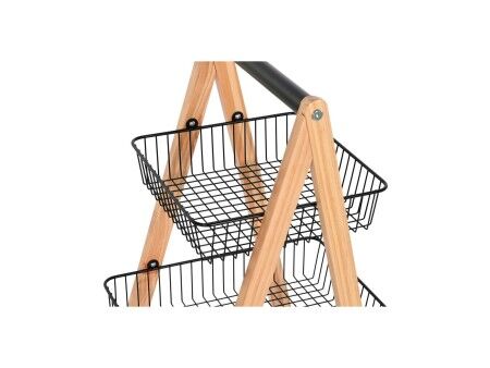 Miska na Owoce Home ESPRIT Czarny Naturalny Stal Sosna 48 x 32 x 79 cm