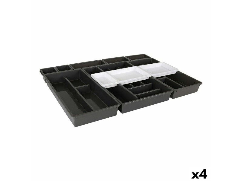 Organizer na Sztućce Tontarelli Bella Czarny 10 Części 70 x 49,2 x 6,7 cm (4 Sztuk)