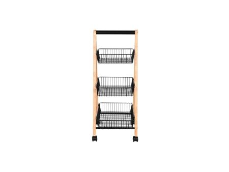 Miska na Owoce Home ESPRIT Czarny Naturalny Stal Sosna 48 x 32 x 79 cm