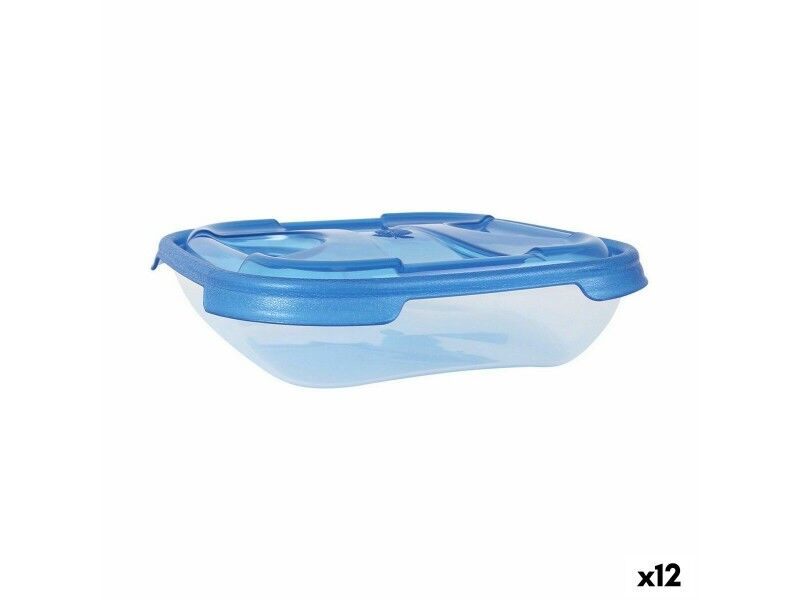 Set Pojemników na Lunch Tontarelli Nuvola 500 ml Niebieski Kwadratowy 4 Części (12 Sztuk)
