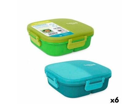 Hermetyczne pudełko na lunch ThermoSport 3 Przegródki Kwadratowy 900 ml (6 Sztuk)