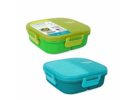 Hermetyczne pudełko na lunch ThermoSport 3 Przegródki Kwadratowy 900 ml (6 Sztuk)