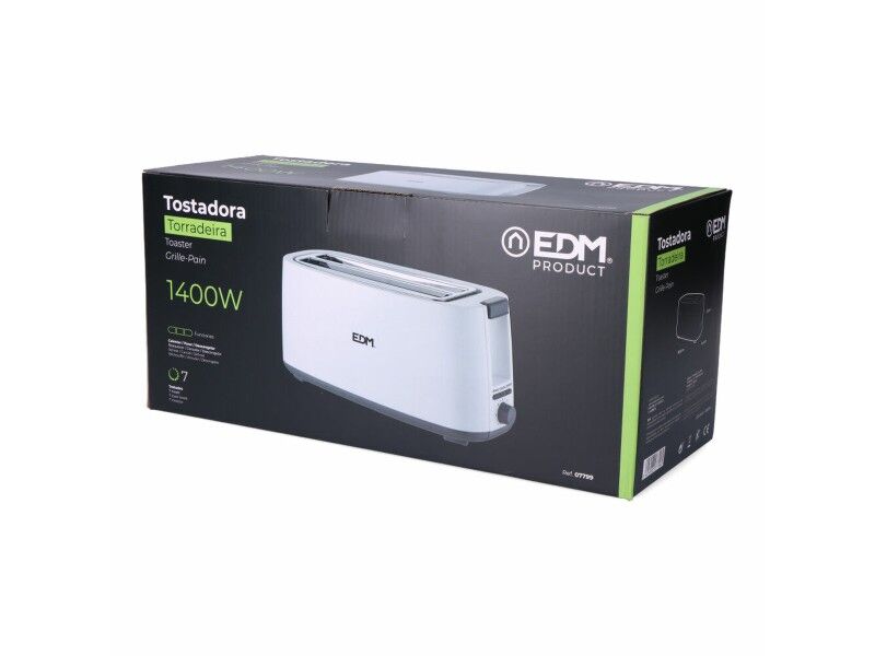 Toster EDM 07799 White Design 1400 W Podwójne gniazdo