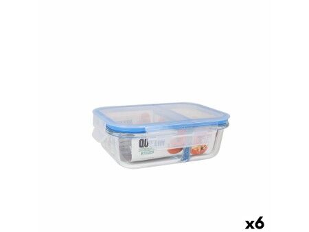 Hermetyczne pudełko na lunch Quttin 2 Przegródki Prostokątny 580 ml (6 Sztuk)