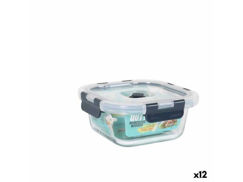 Hermetyczne pudełko na lunch Quttin Kwadratowy 550 ml (12 Sztuk)