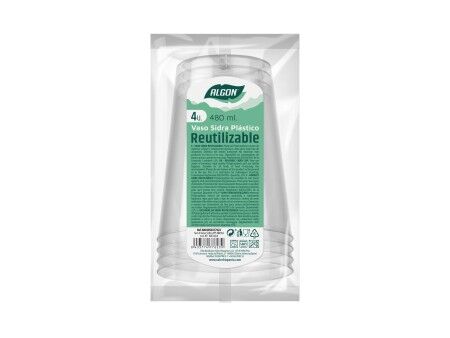 Zestaw szklanek wielokrotnego użytku Algon Cydr Przezroczysty 4 Części 480 ml (50 Sztuk)