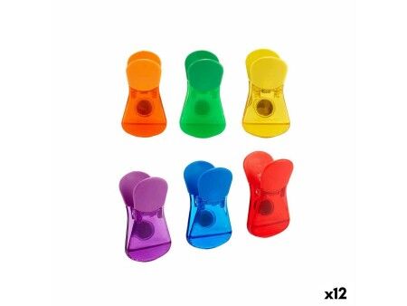 Zaciski do zamykania worków Kinvara CK60429 Wielokolorowy Plastikowy Magnetyczny 6 Części (12 Sztuk)