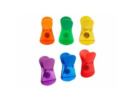 Zaciski do zamykania worków Kinvara CK60429 Wielokolorowy Plastikowy Magnetyczny 6 Części (12 Sztuk)