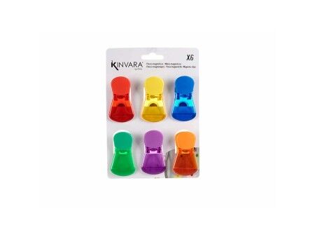 Zaciski do zamykania worków Kinvara CK60429 Wielokolorowy Plastikowy Magnetyczny 6 Części (12 Sztuk)