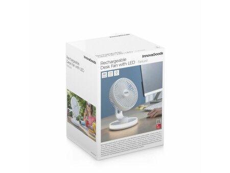 Akumulatorowy wentylator biurkowy z diodami LED FanLed InnovaGoods Ø6,6'' 4000 mAh