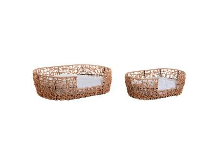 Łóżko dla zwierząt domowych Home ESPRIT Biały Jasnobrązowy Metal rattan syntetyczny 50 x 35 x 14 cm (2 Części)