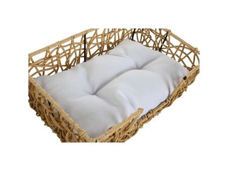 Łóżko dla zwierząt domowych Home ESPRIT Biały Jasnobrązowy Metal rattan syntetyczny 50 x 35 x 14 cm (2 Części)
