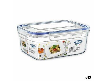 Hermetyczne pudełko na lunch Dem Prostokątny 1,4 L 20 x 15 x 9 cm (12 Sztuk)