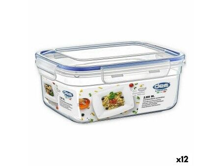 Hermetyczne pudełko na lunch Dem Prostokątny 2,3 L 24 x 18 x 10 cm (12 Sztuk)
