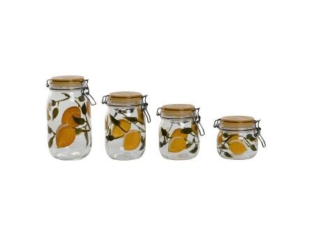 4 pojemniki masy Home ESPRIT Żółty Szkło Żelazo 1,5 L 4 Części